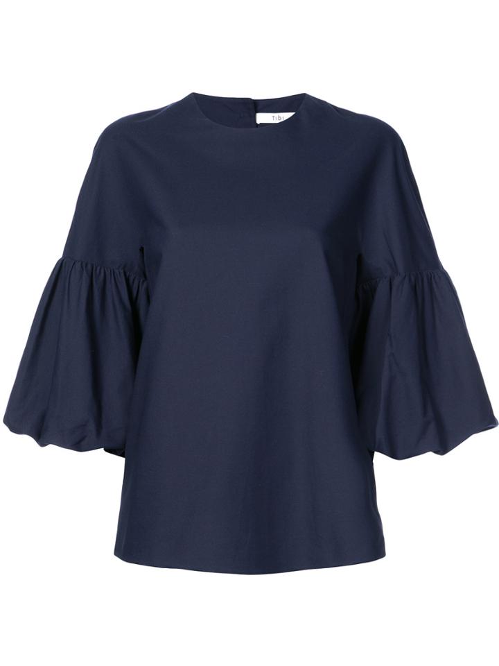 Tibi Watts Oxford Sculpted Blouse - Blue
