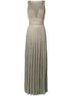 Antonino Valenti Pleated Plunge Neck Gown - Nude & Neutrals