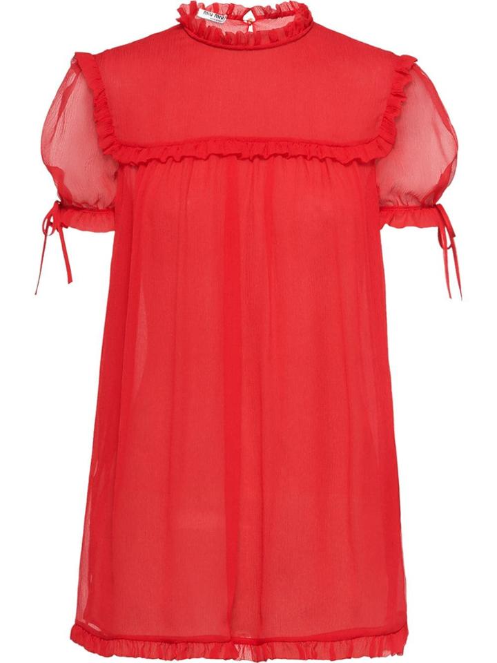 Miu Miu Ruffle Trim Blouse - Red