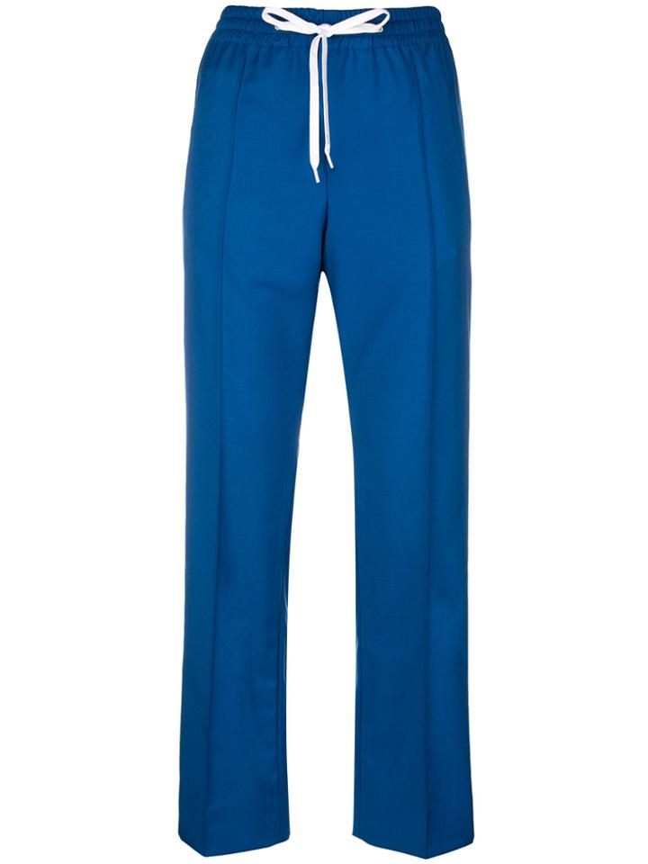 Miu Miu Striped Wool Track Pant - Blue