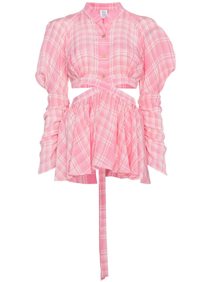 Rosie Assoulin Cutout Shirt With Wrap Detail And Peplum - Pink &