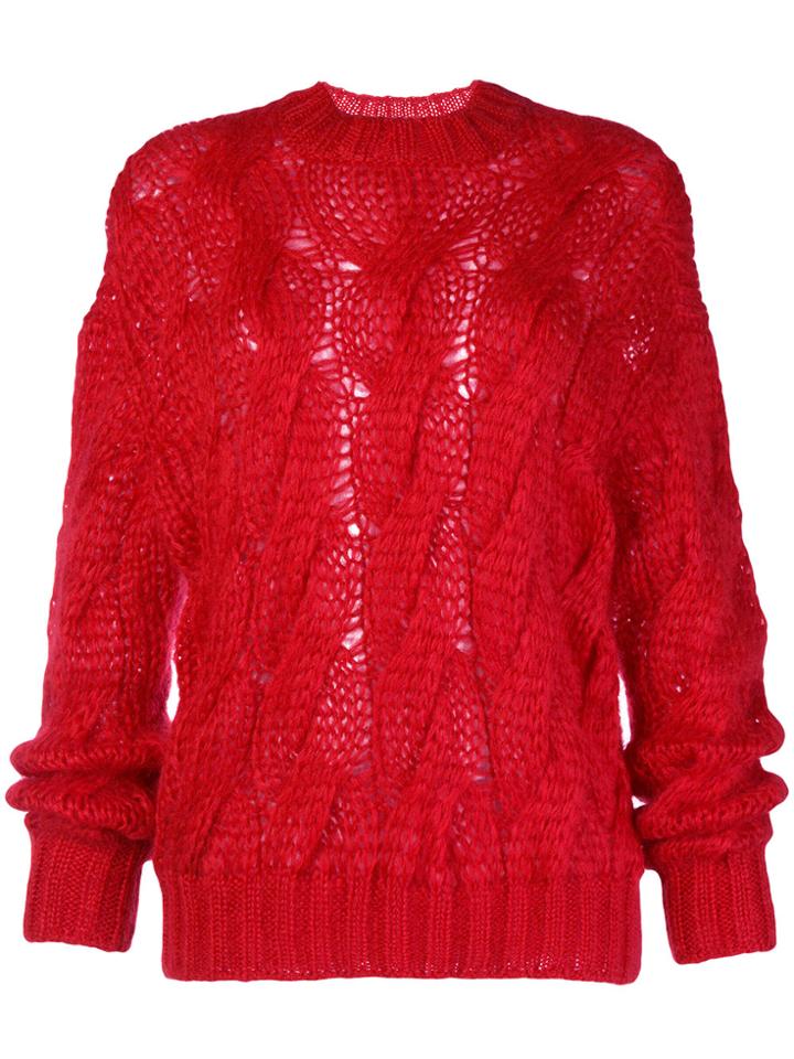 Prada Cable Knit Jumper - Red