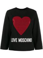Love Moschino Heart Logo Jersey Top - Black