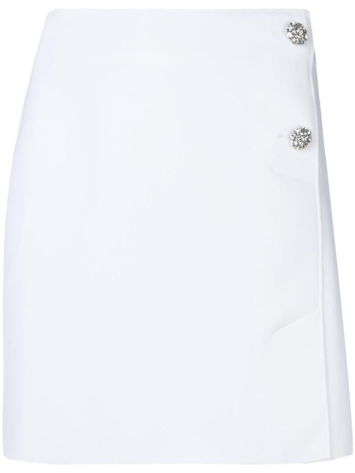 Msgm Crystal Button Mini Skirt - White