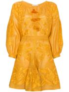 Vita Kin Grapevine Linen Mini Dress - Yellow & Orange
