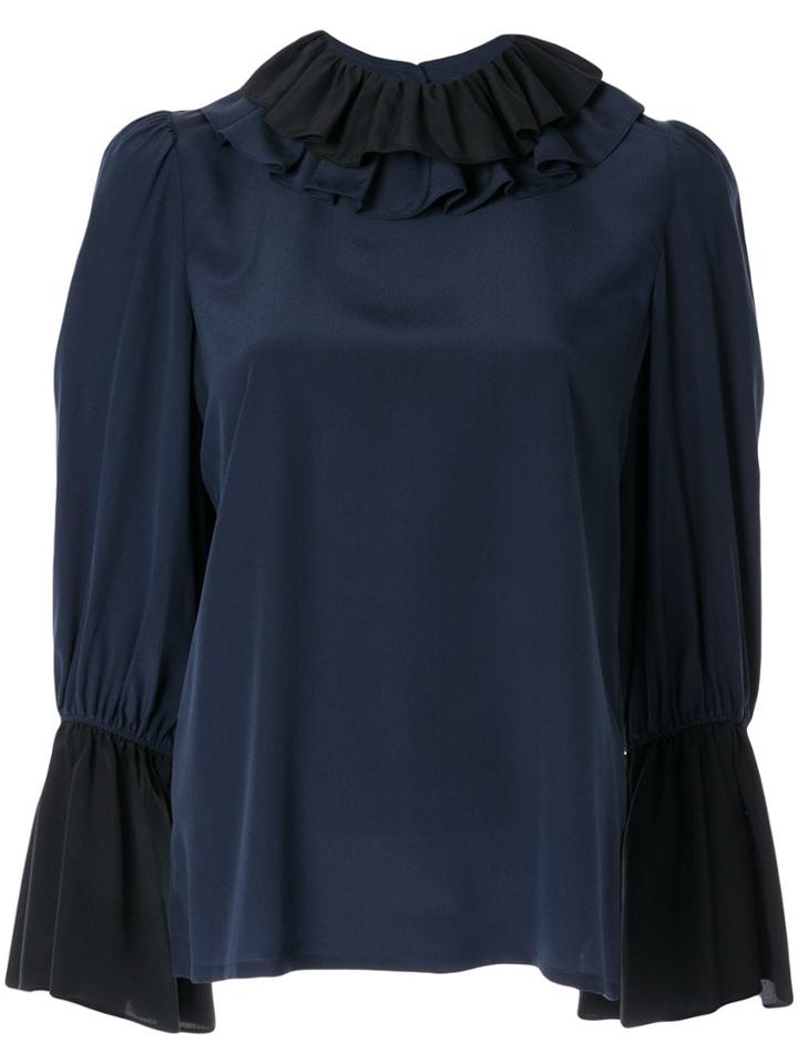 Tory Burch Ruffle Collar Blouse - Blue