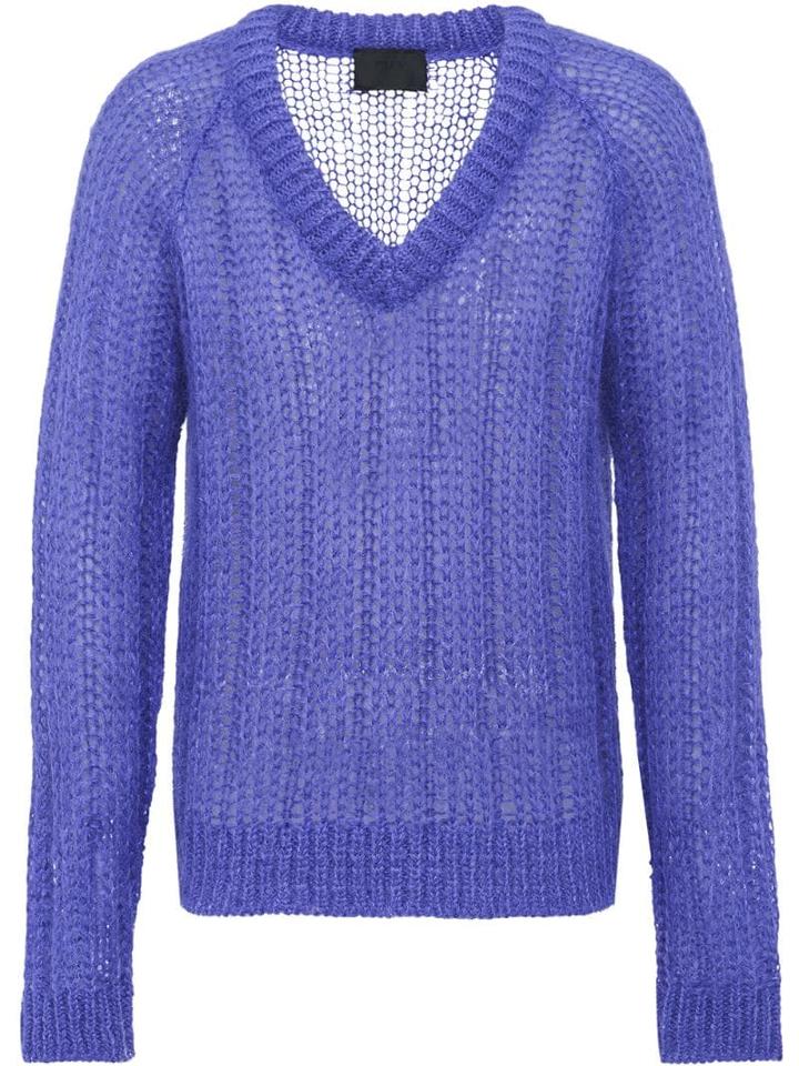 Prada V-neck Mohair Knitted Sweater - Blue