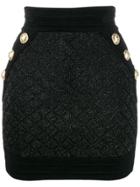 Balmain Short Iridescent Knit Skirt - Black