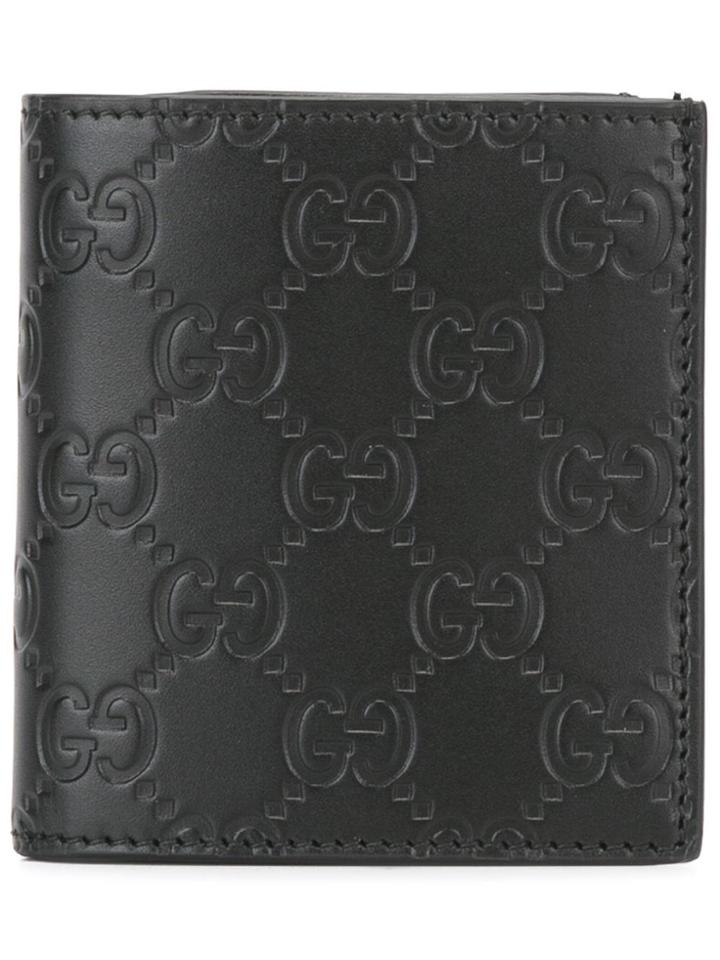 Gucci Logo Embossed Flat Wallet - Black