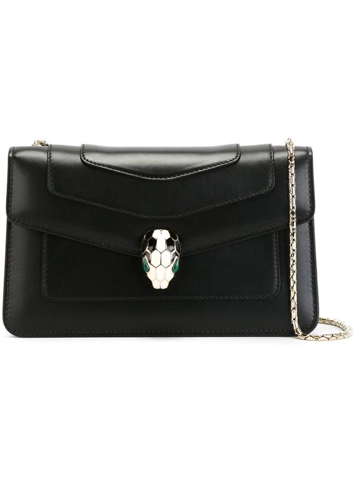 Bulgari 'serpenti' Shoulder Bag, Women's, Black, Calf Leather/brass