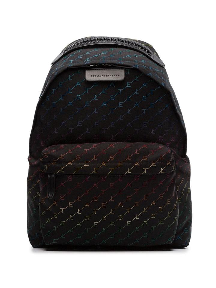 Stella Mccartney Black Falabella Rainbow Logo Backpack