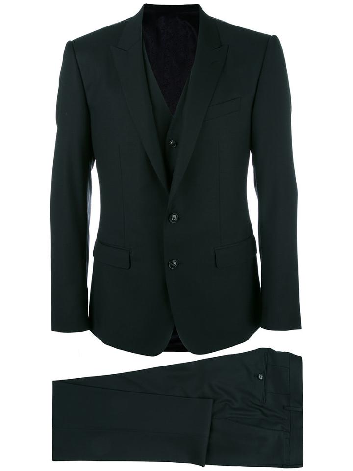 Dolce & Gabbana Formal Three-piece Suit, Men's, Size: 48, Blue, Virgin Wool/cupro/triacetate