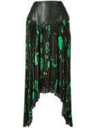 Marine Serre Shamanic Asymmetric Pleated Skirt - Green
