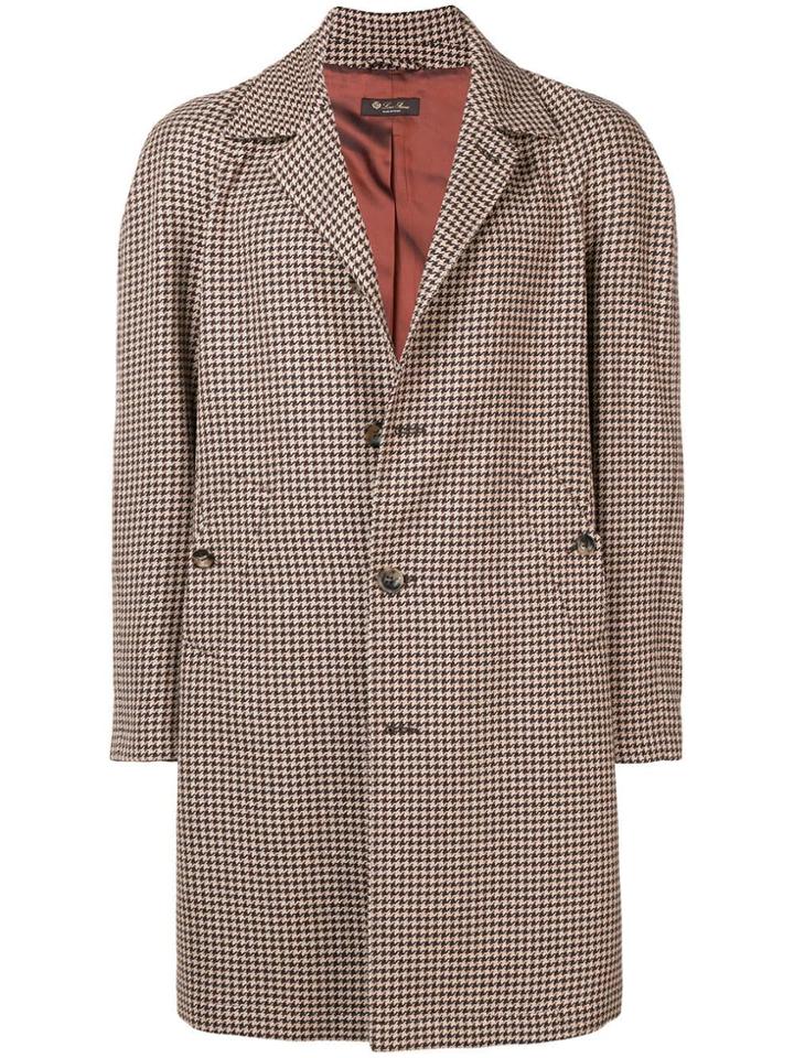 Loro Piana Houndstooth Single-breasted Coat - Brown