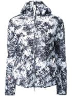 Kru Palm Print Hooded Puffer Jacket, Women's, Size: Medium, Black, Polyester