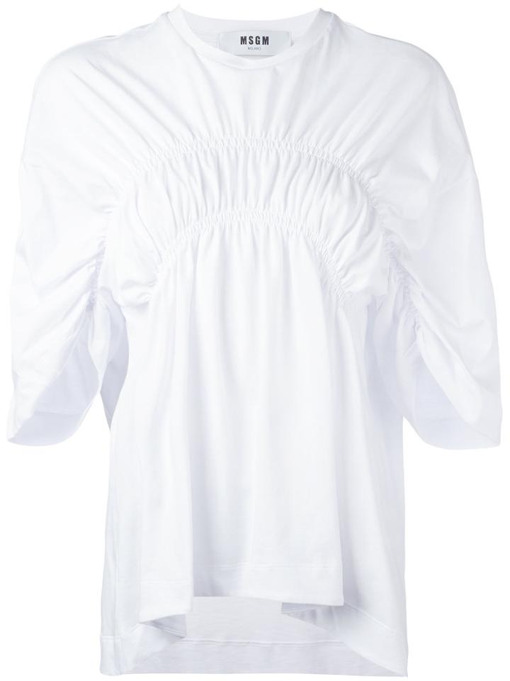 Msgm - Pleated Blouse - Women - Cotton - Xs, White, Cotton