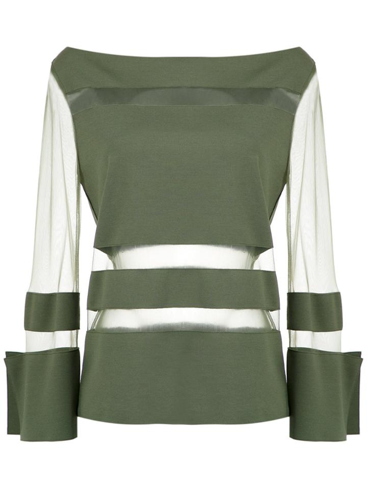 Gloria Coelho Sheer Striped Blouse - Green