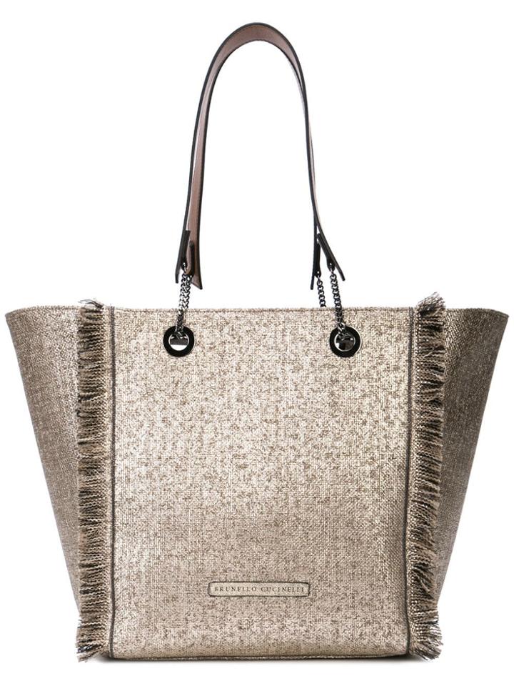 Brunello Cucinelli Metallic Fringed Tote