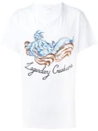 Alexander Mcqueen Legendary Creature Embroidered T-shirt, Men's, Size: Xs, White, Cotton