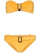 Lisa Marie Fernandez Buckle Detail Bandeau Bikini Set - Yellow
