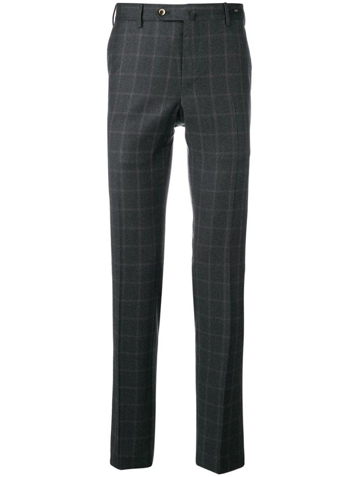 Pt01 Tailored Check Trousers - Grey