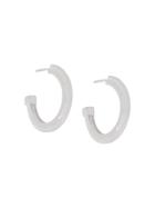 Rachel Jackson Large Stepped Hoops - Silver