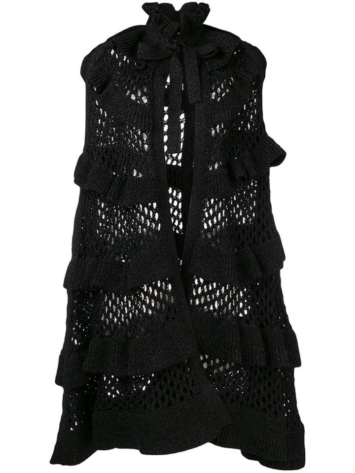 Philosophy Di Lorenzo Serafini Metallic Ruffle Detail Cape - Black