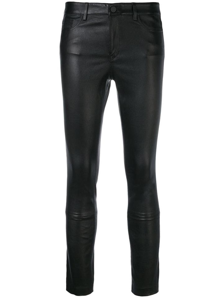 Theory Skinny Leather Trousers - Black