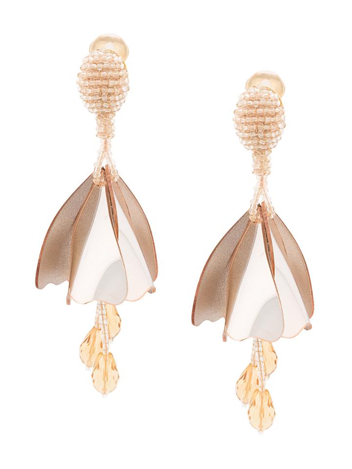 Oscar De La Renta Small Impatiens Drop Earring - Metallic