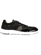 Dolce & Gabbana Panelled Sneakers, Men's, Size: 45, Black, Lamb Skin/calf Leather/pvc/rubber
