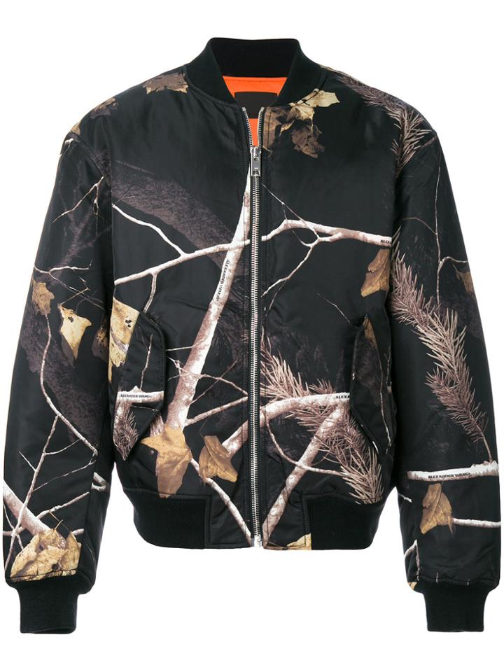 Alexander Wang Branch Print Bomber Jacket - Black