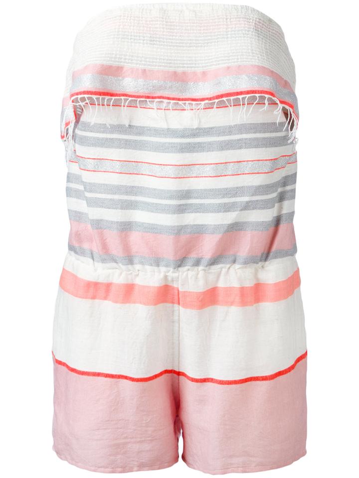 Lemlem Stripe Bandeau Playsuit - Pink & Purple
