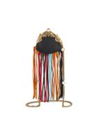 Gucci Leather Mini Frame Bag With Fringe - Black