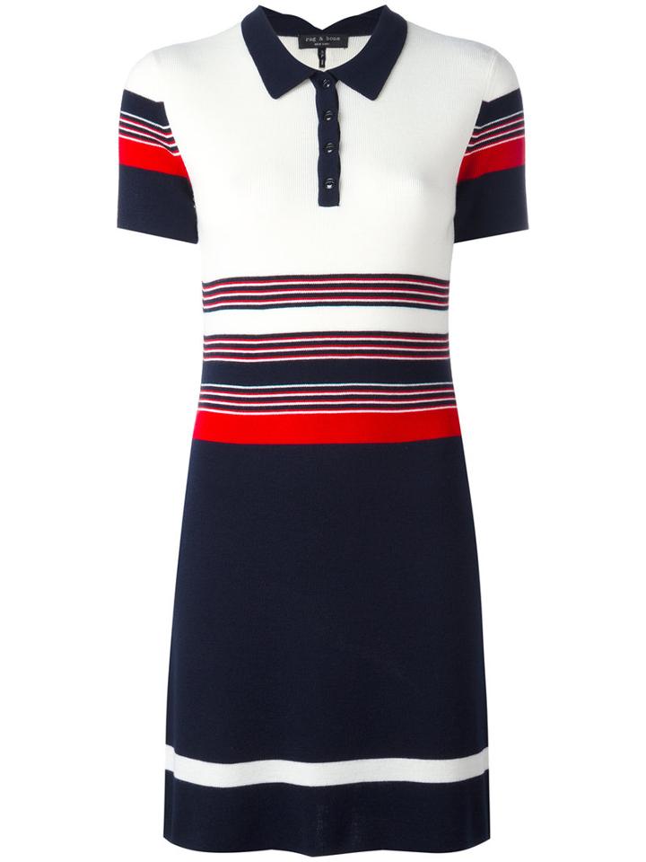 Rag & Bone Striped Polo Dress, Women's, Size: Medium, White, Merino