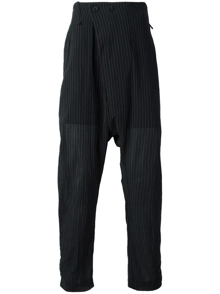 Lost & Found Ria Dunn Folded Front Pinstripe Trousers, Men's, Size: Medium, Black, Cotton