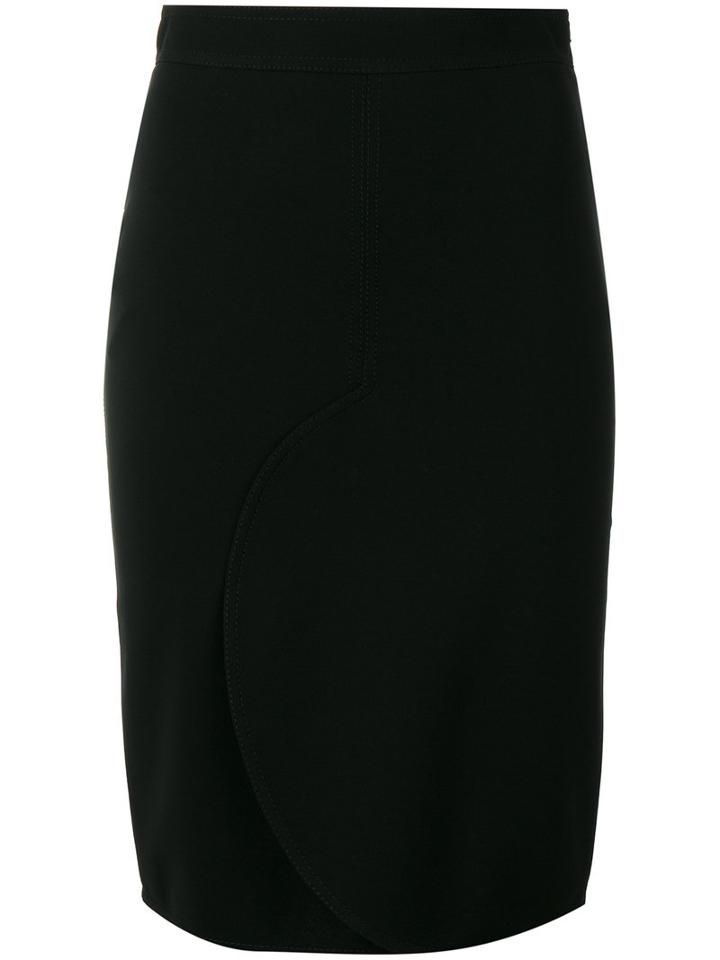 Givenchy Curved Front Pencil Skirt, Women's, Size: 36, Black, Viscose/acetate/polyamide/silk