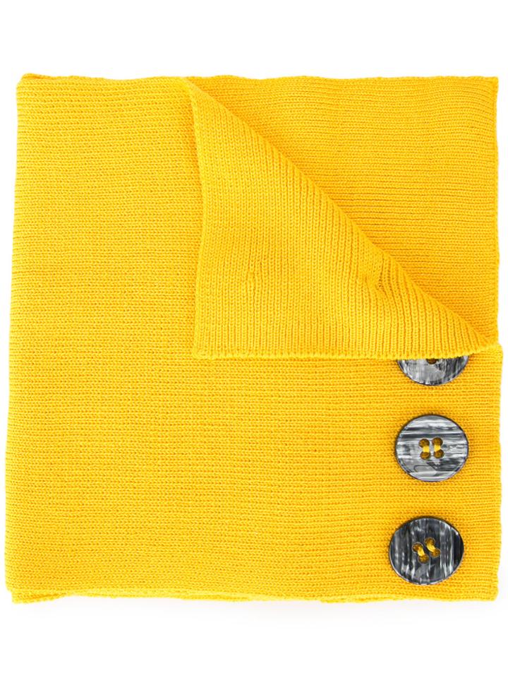 0711 Button Embellished Knitted Scarf - Yellow & Orange