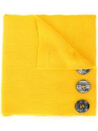 0711 Button Embellished Knitted Scarf - Yellow & Orange