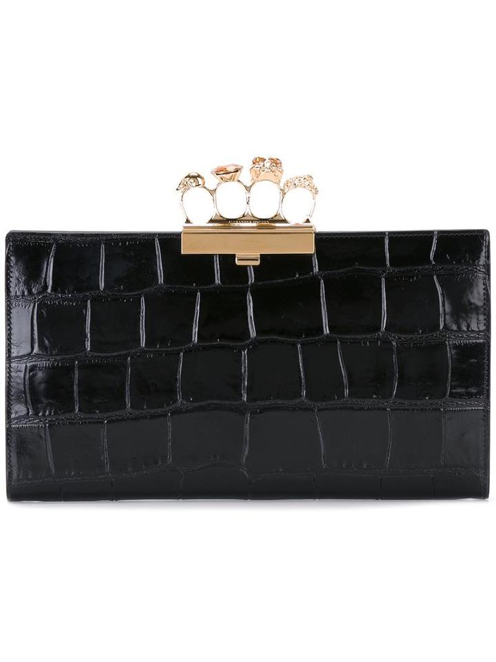 Alexander Mcqueen Knuckle Box Case, Black, Leather/metal
