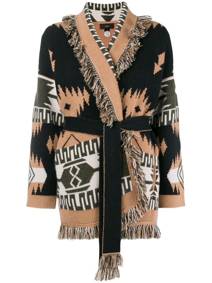 Alanui Fringed Intarsia Cardi-coat - Brown