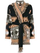 Alanui Fringed Intarsia Cardi-coat - Brown