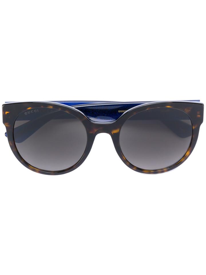 Gucci Eyewear Round-frame Sunglasses With Web - Blue