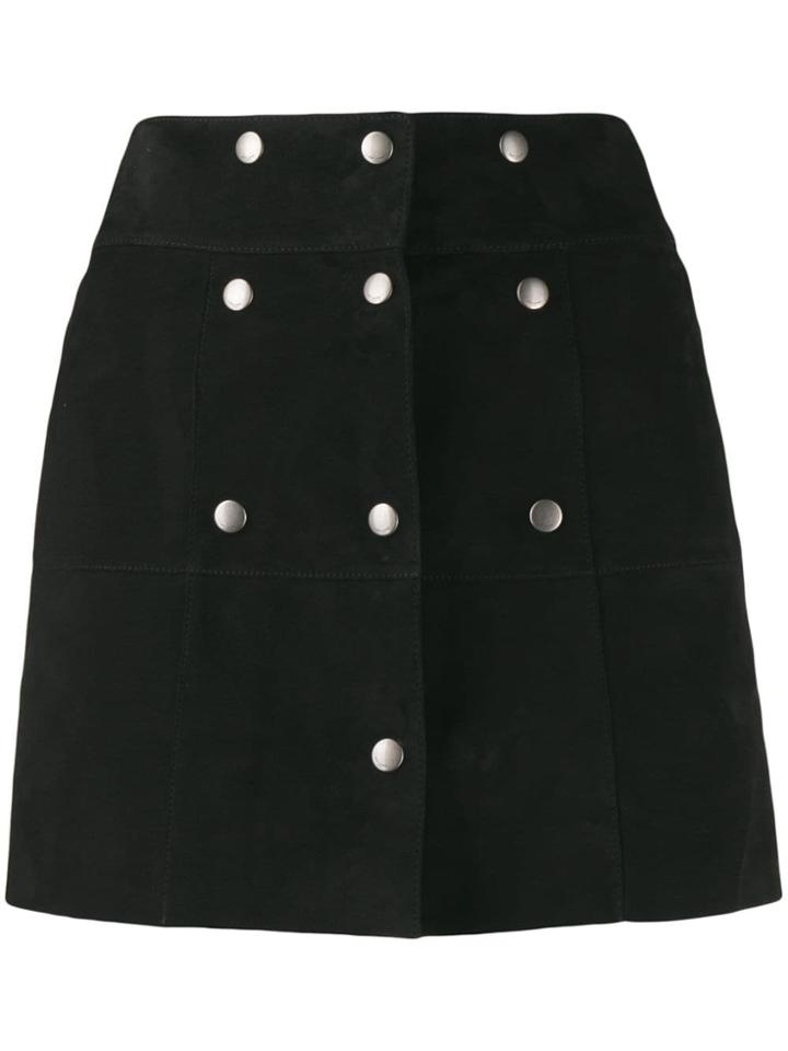 Saint Laurent Button Panelled Mini Skirt - Black
