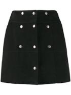 Saint Laurent Button Panelled Mini Skirt - Black