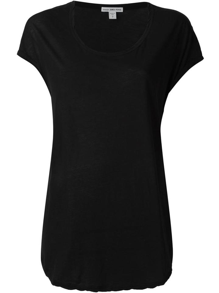 James Perse Curved Hem T-shirt, Women's, Size: 1, Black, Cotton