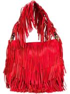Roberto Cavalli Fringes Nappa Handbag, Women's, Red