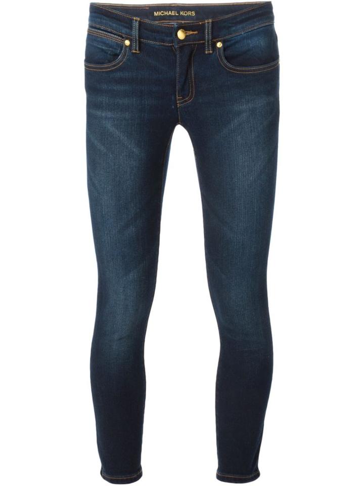 Michael Michael Kors Cropped Skinny Jeans, Women's, Size: 8, Blue, Cotton/polyester/spandex/elastane
