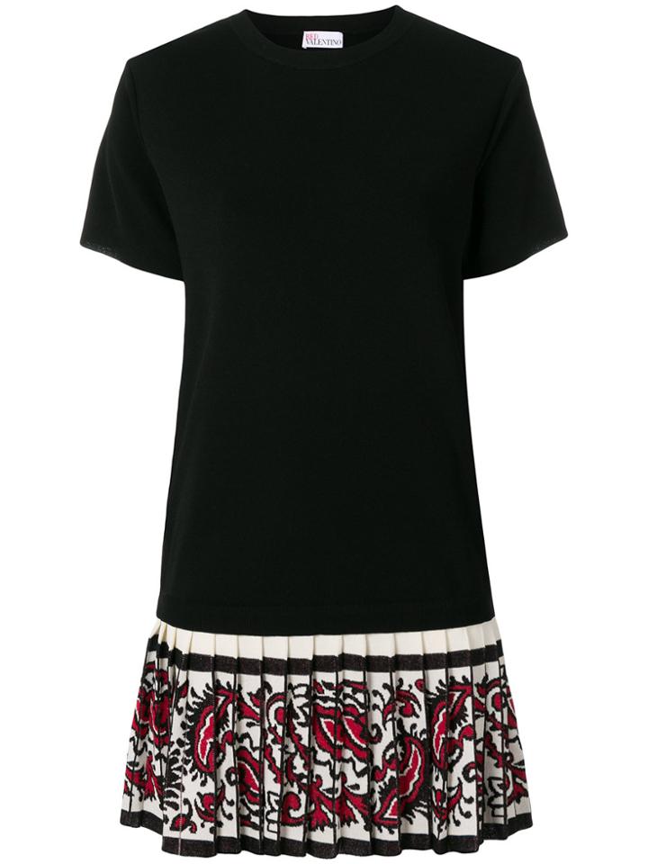Red Valentino Pleated Hem T-shirt Dress - Black