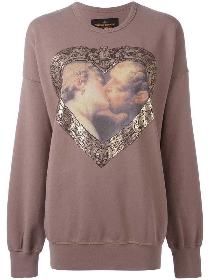 Vivienne Westwood Anglomania Heart Print Sweatshirt, Women's, Size: Large, Brown, Cotton