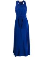 Blanca Long Belted Dress - Blue